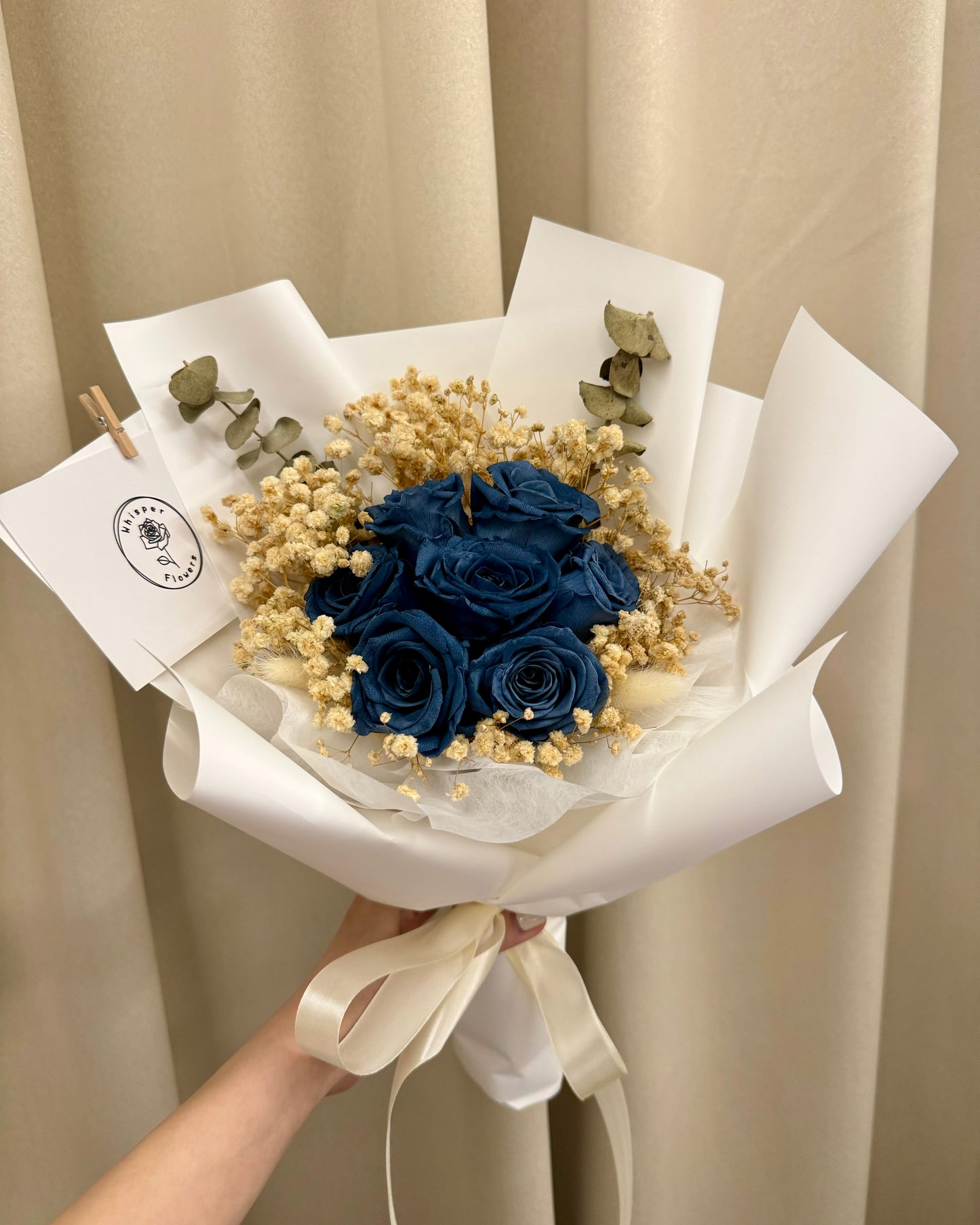 Preserved Smoked Blue Roses Bouquet