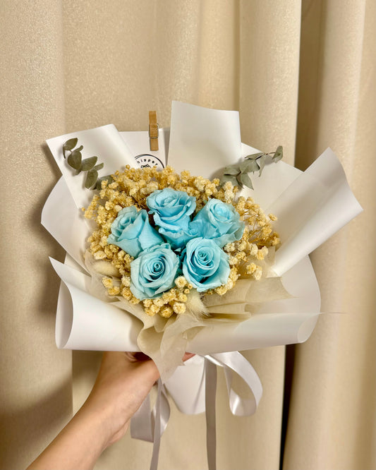 Preserved Light Blue Roses Bouquet