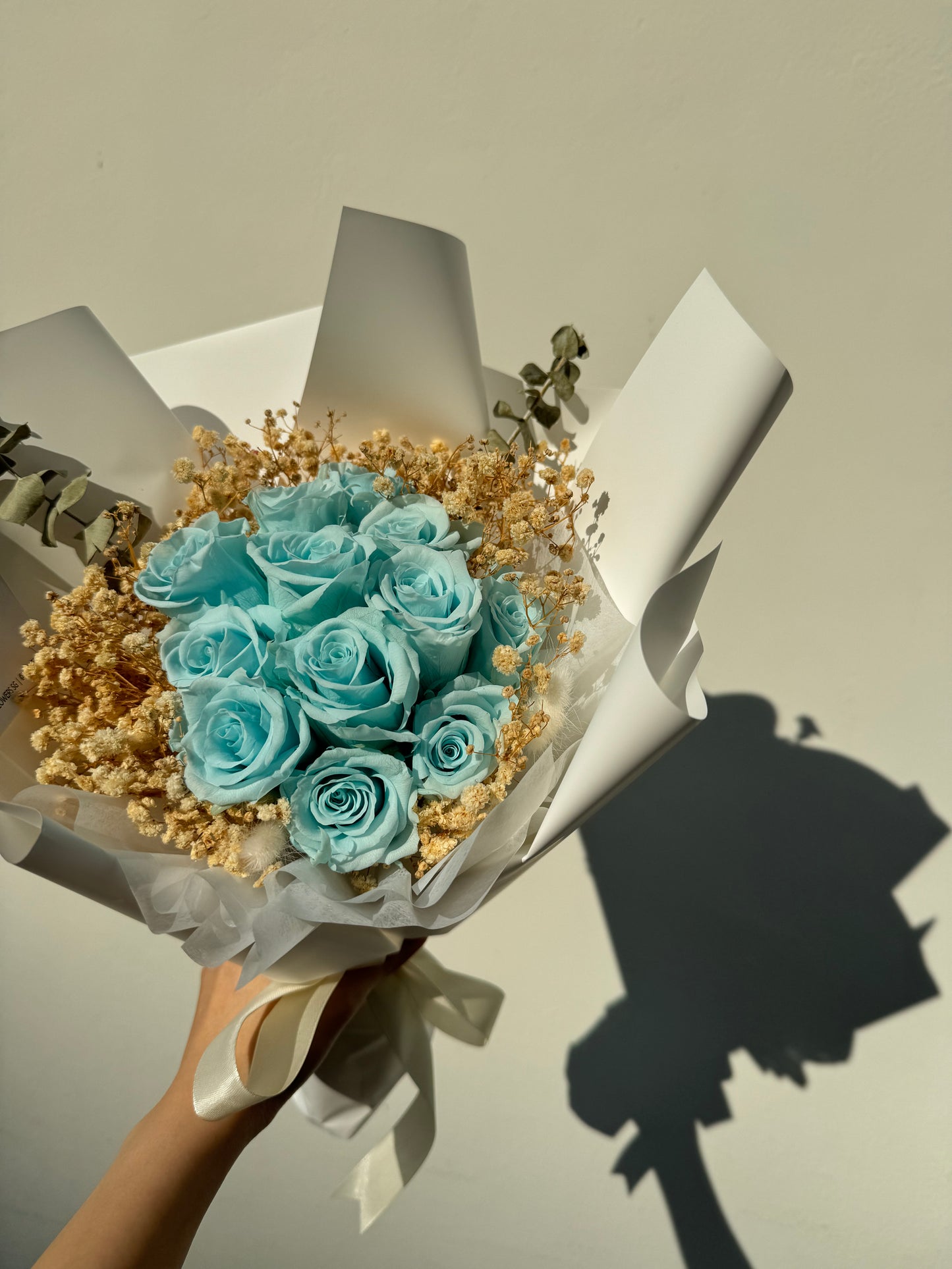 Preserved Light Blue Roses Bouquet