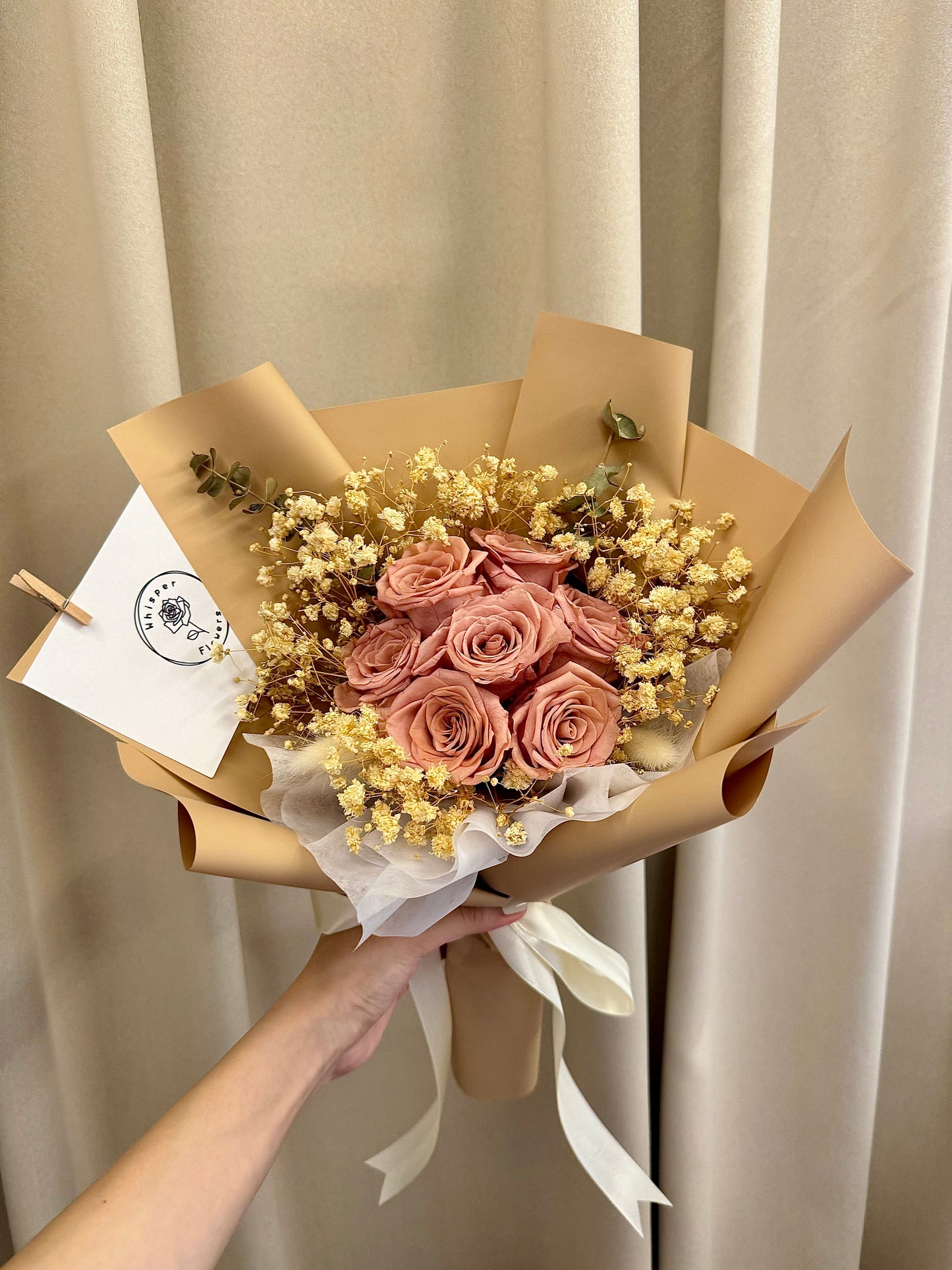 Preserved Nude Pink Roses Bouquet