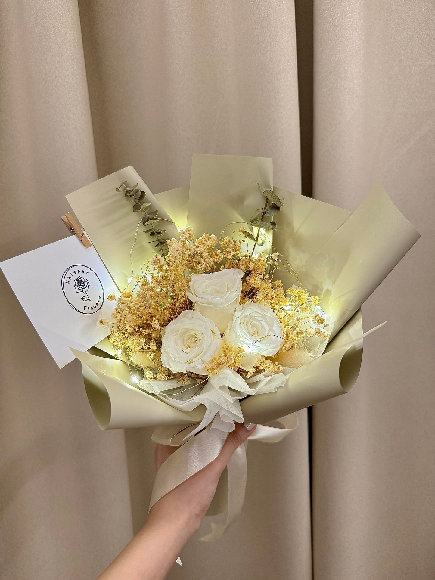 Preserved White Roses Bouquet