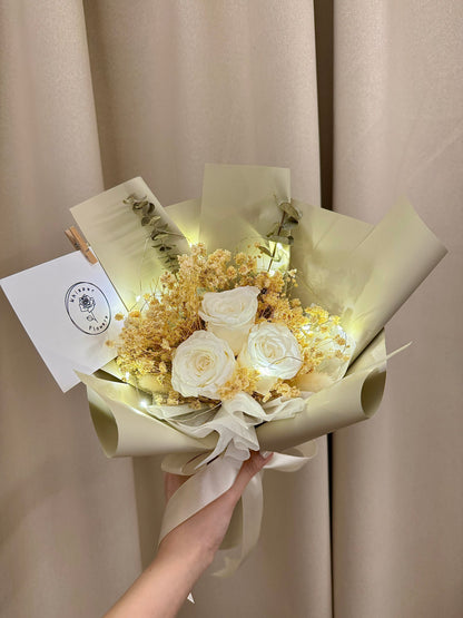 Preserved White Roses Bouquet
