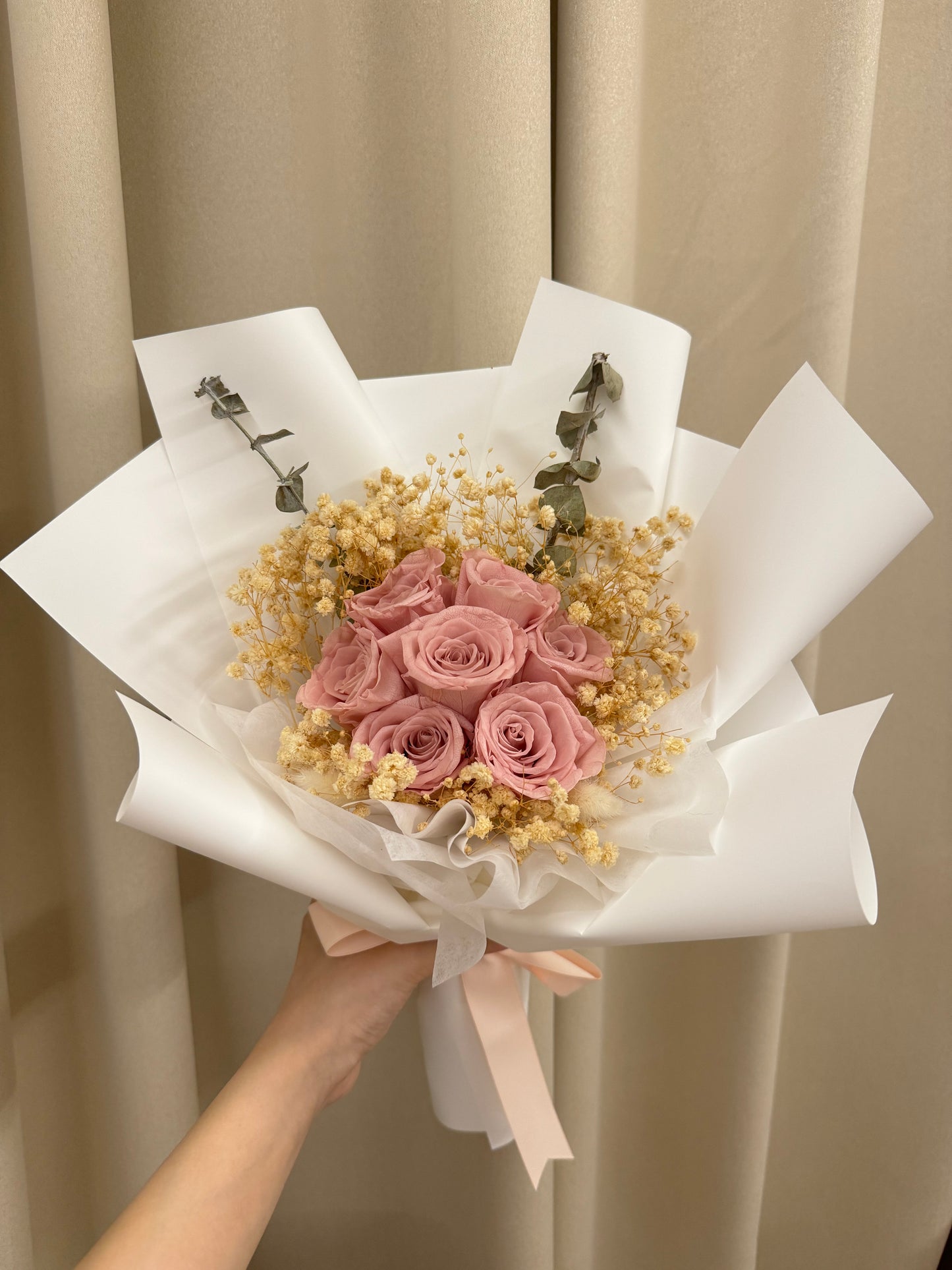Preserved Nude Pink Roses Bouquet