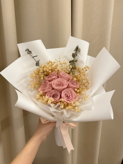 Preserved Nude Pink Roses Bouquet