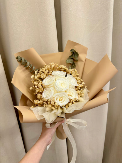 Preserved White Roses Bouquet