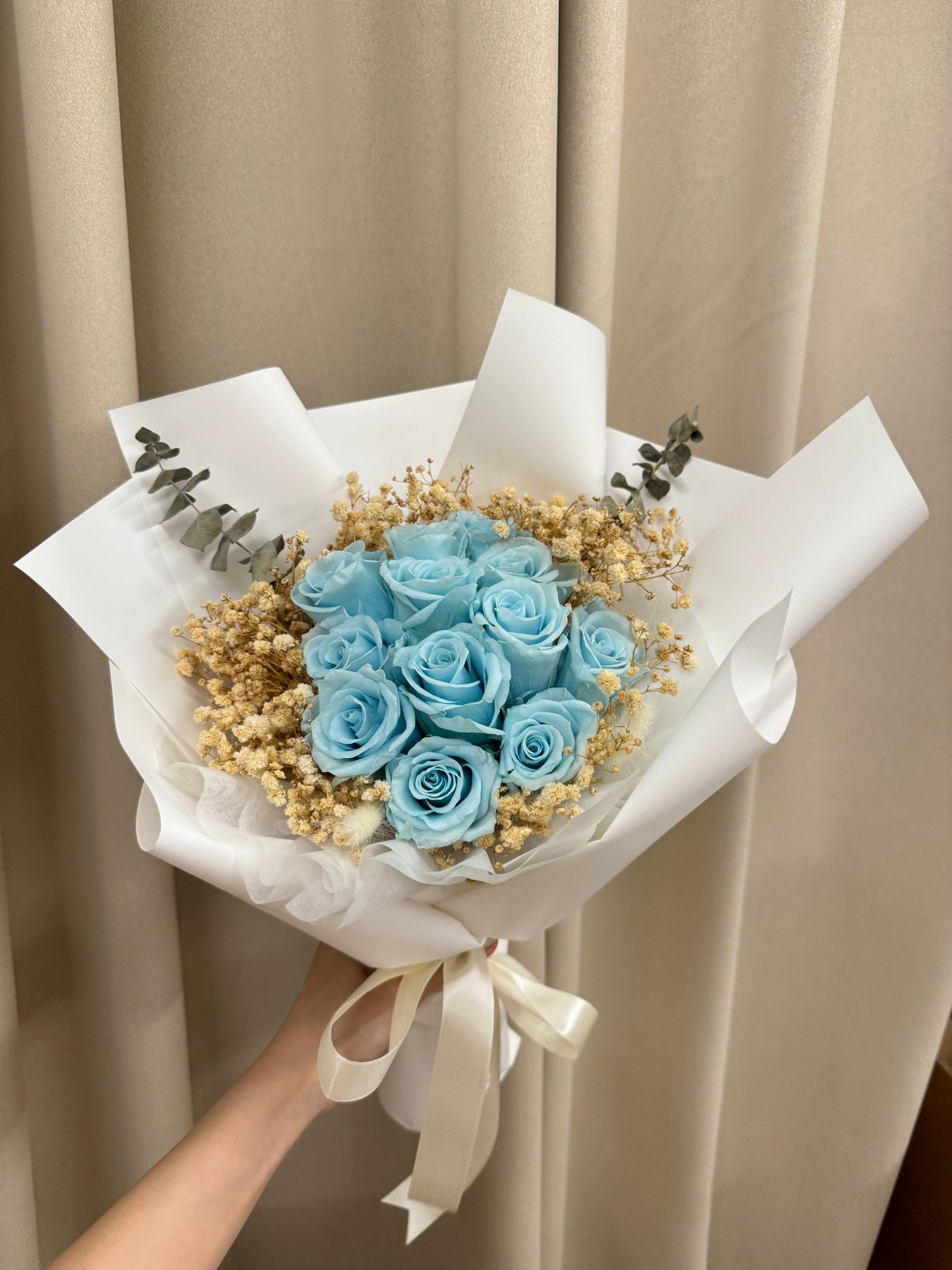 Preserved Light Blue Roses Bouquet