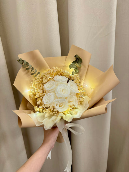 Preserved White Roses Bouquet