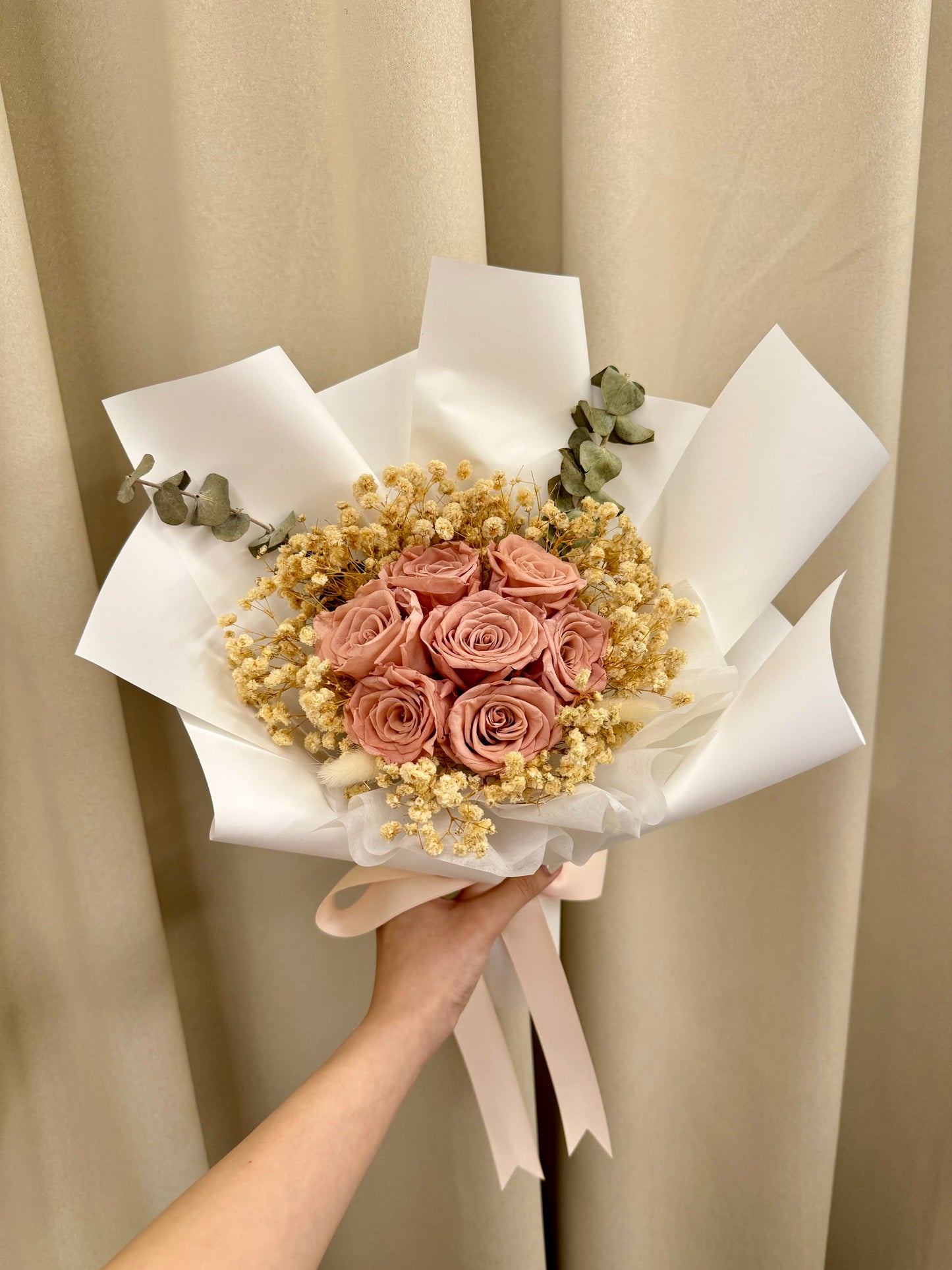 Preserved Nude Pink Roses Bouquet