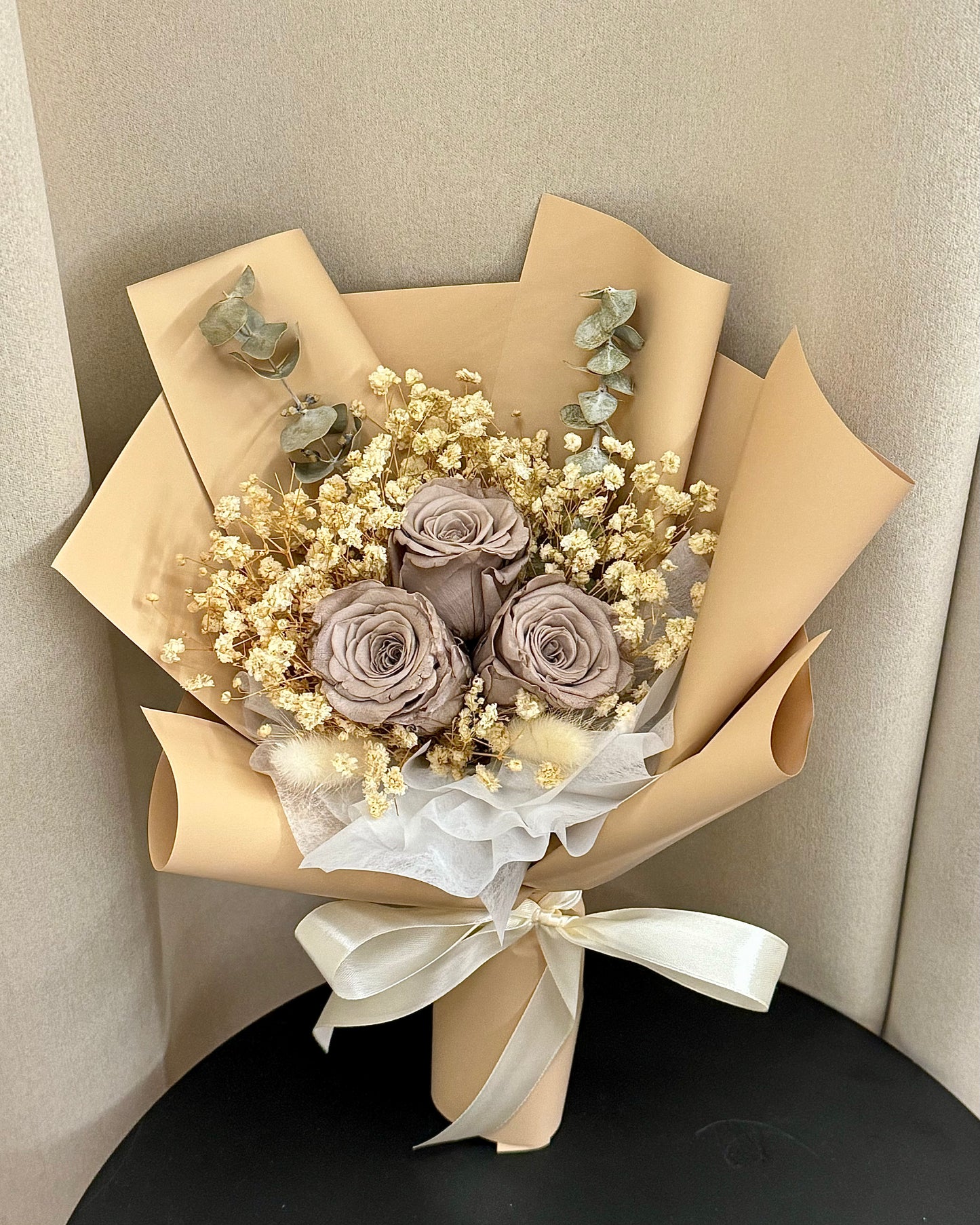 Preserved Beige Roses Bouquet