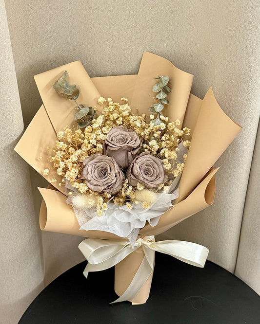 Preserved Beige Roses Bouquet