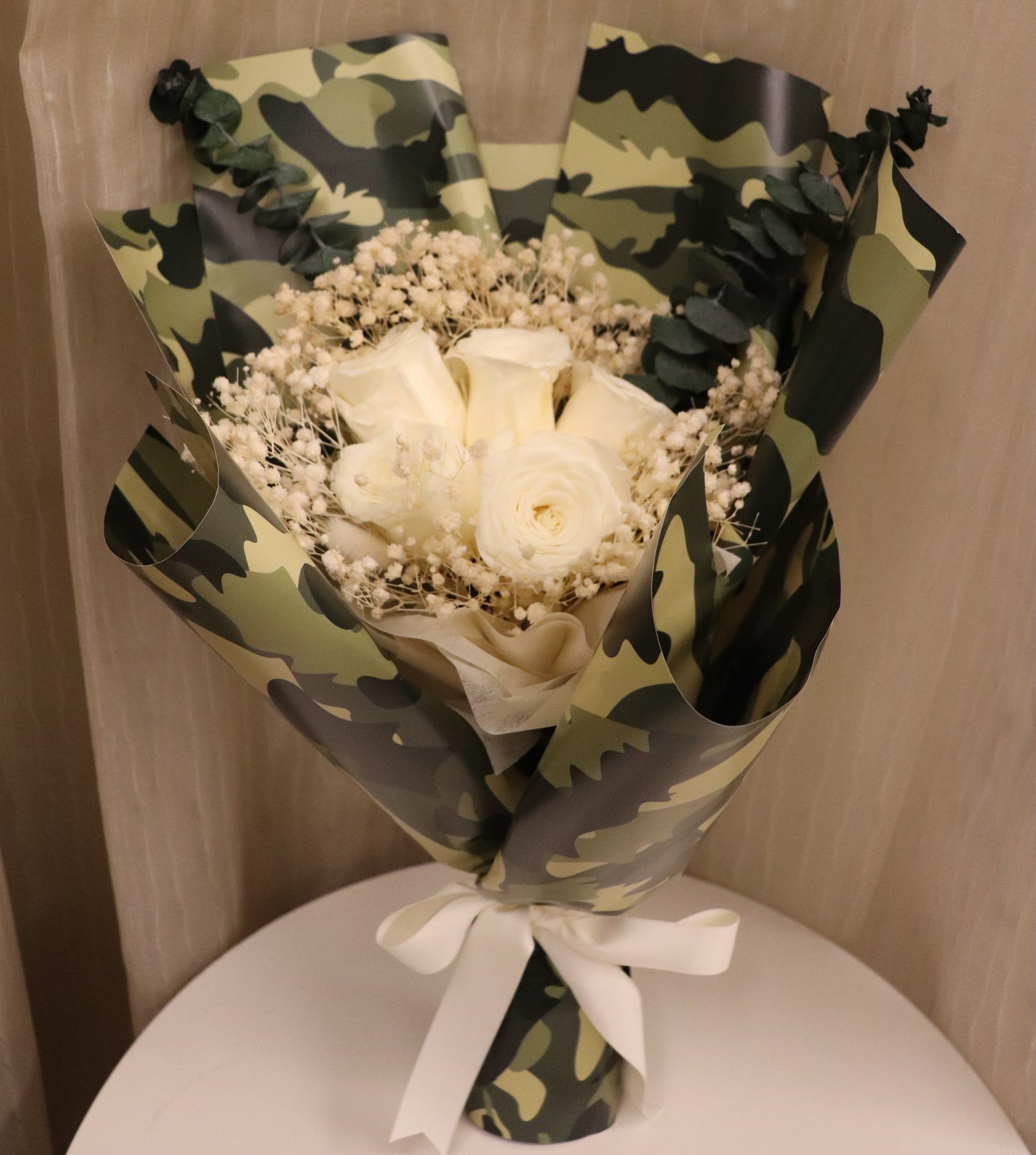 NS Milestone White Preserved Roses Bouquet