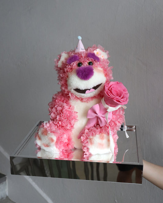 LOTSO Strawberry Bear Preserved Flower Figurine Box