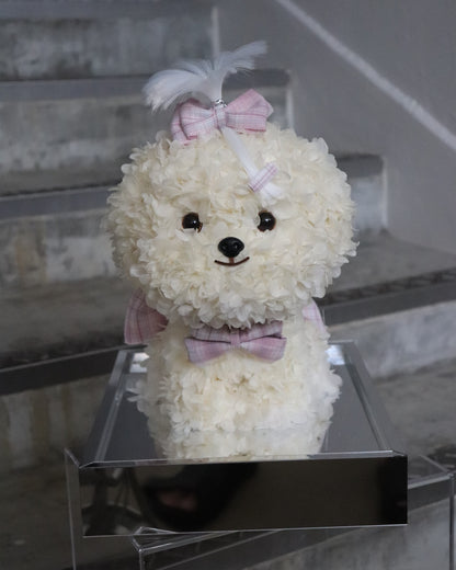 POMPOM Dog Preserved Flower Figurine Box