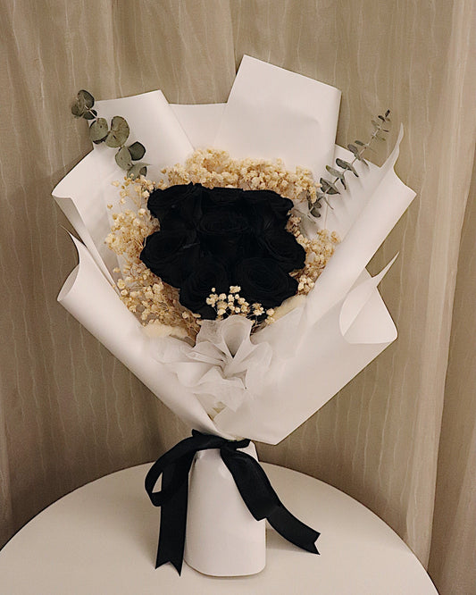 Preserved Black Roses Bouquet
