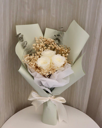 Preserved White Roses Bouquet