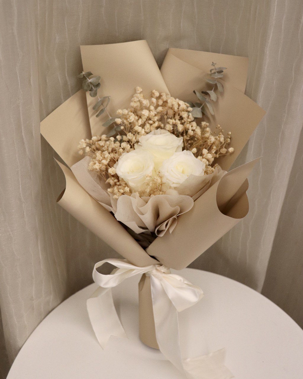 Preserved White Roses Bouquet