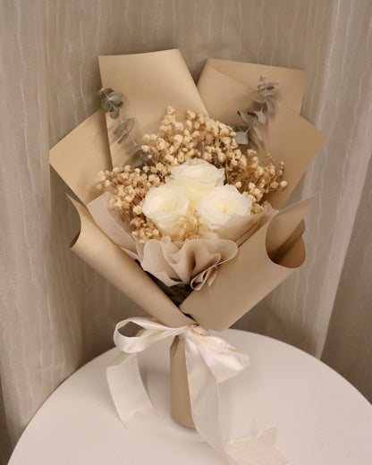 Preserved White Roses Bouquet
