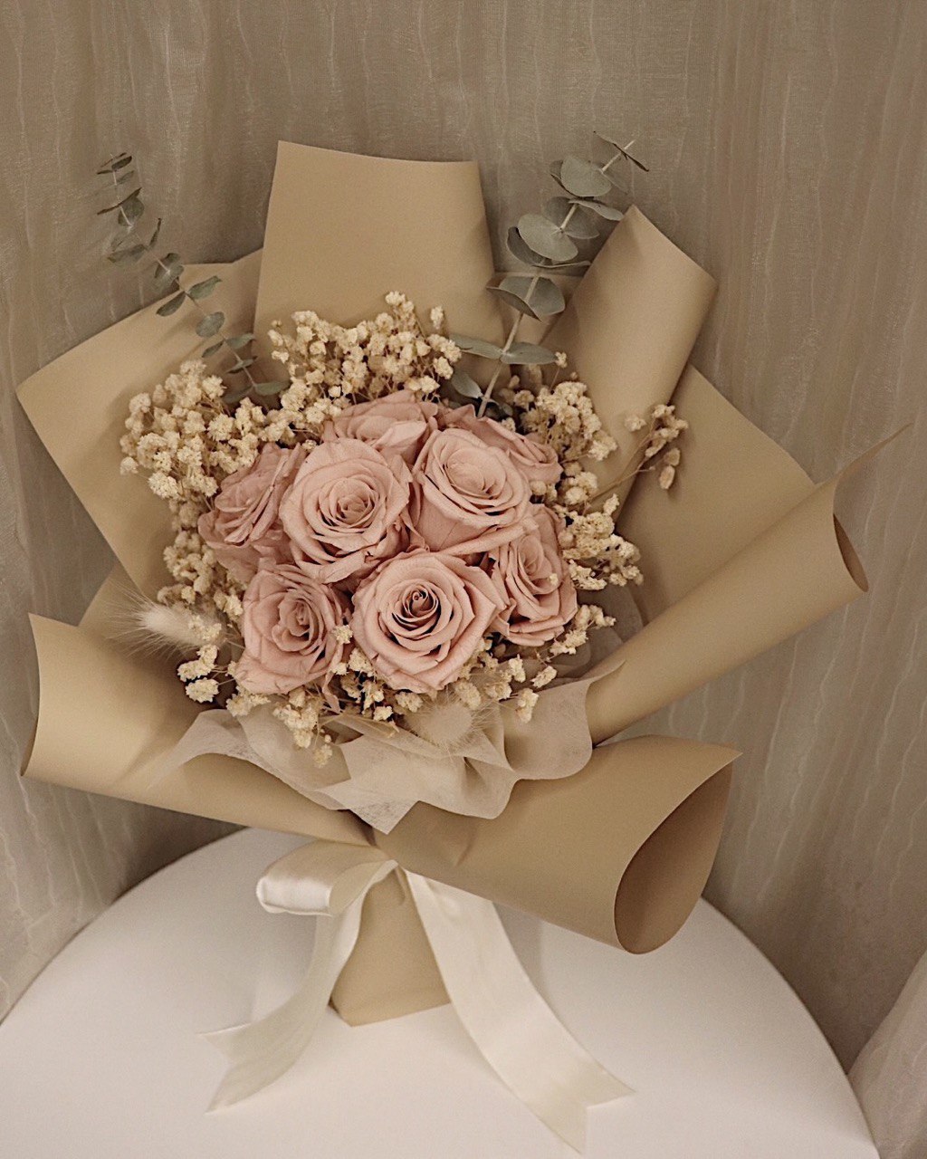 Preserved Nude Pink Roses Bouquet