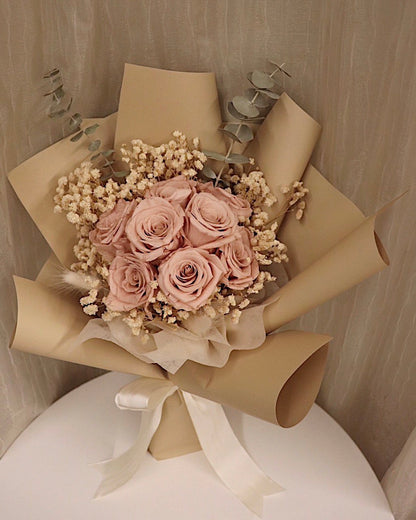 Preserved Nude Pink Roses Bouquet