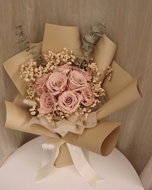 Preserved Nude Pink Roses Bouquet