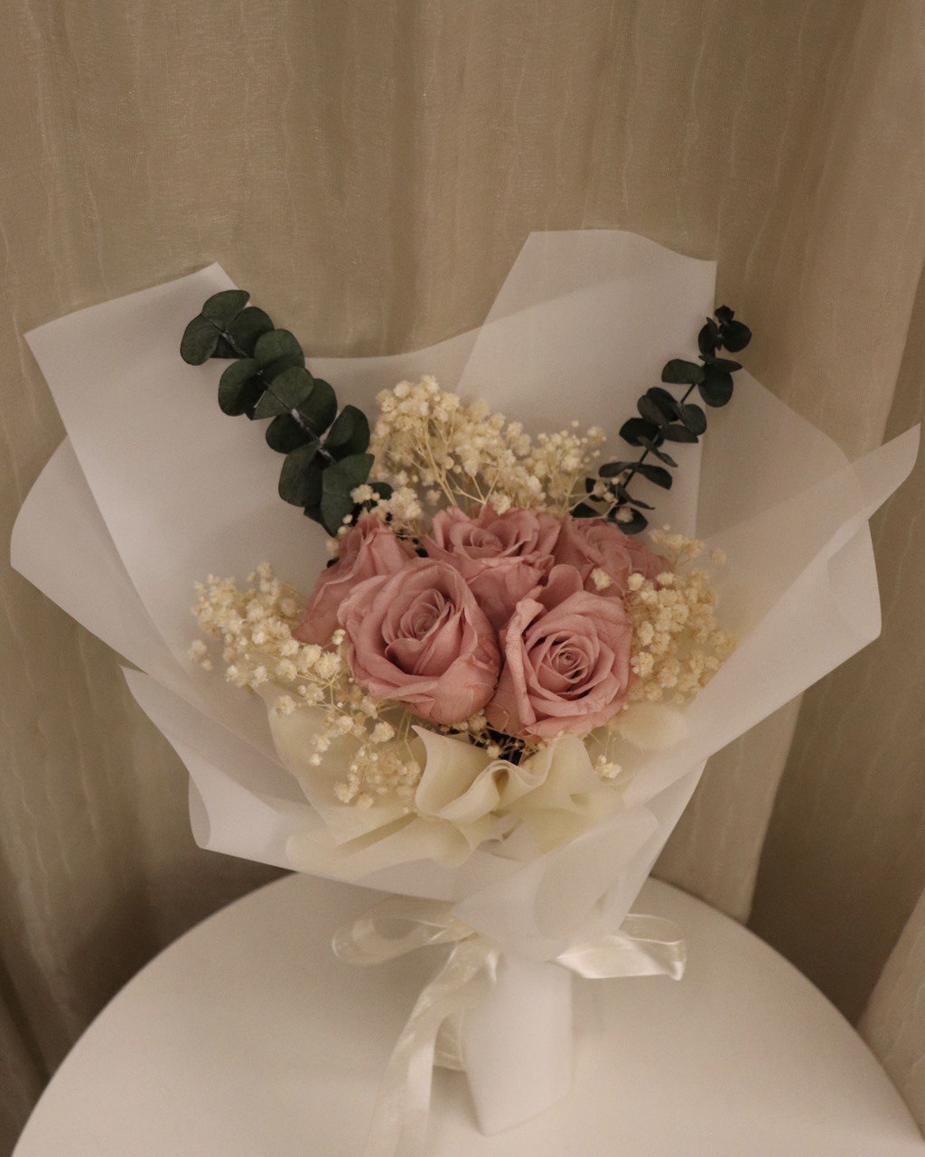 Preserved Nude Pink Roses Bouquet – Whisper Flowers